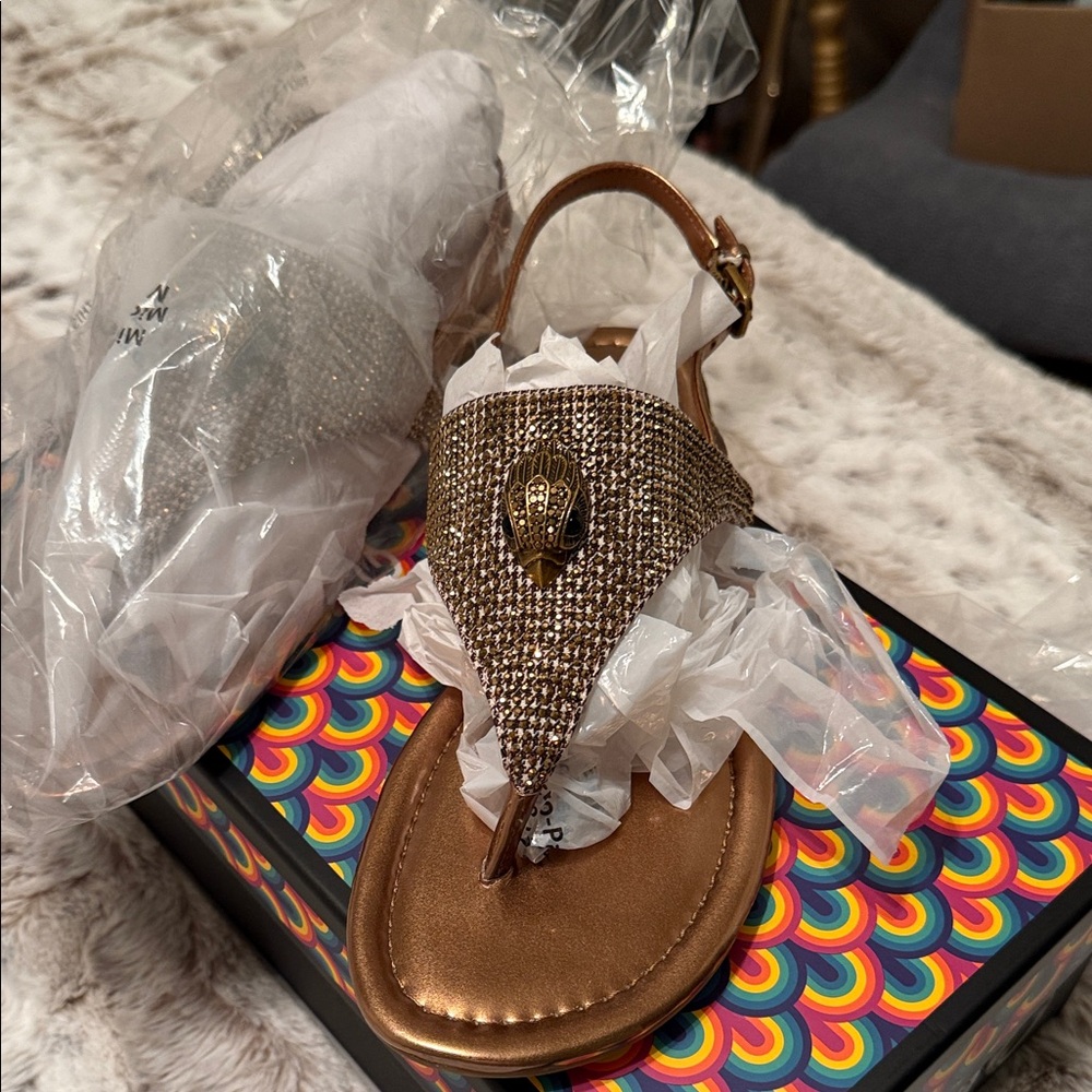 Kurt Geiger Bronze Sandals with Gold Embellishment